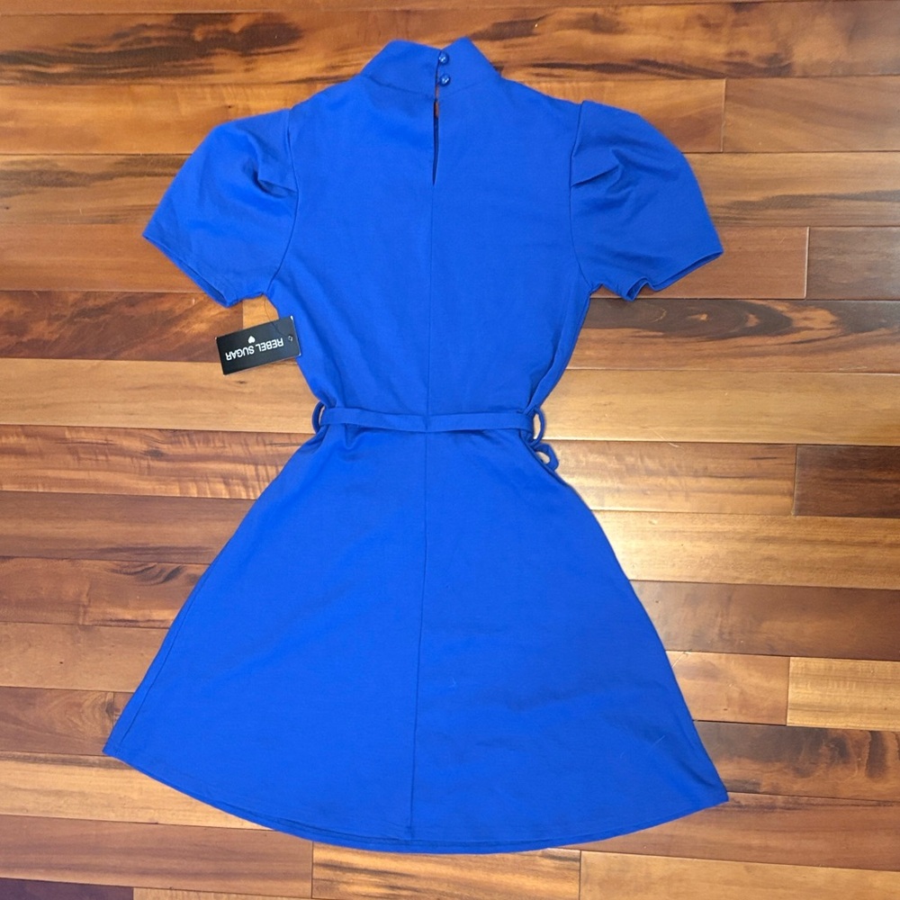 Blue Capped Sleeve Dress - Picture 3 of 7